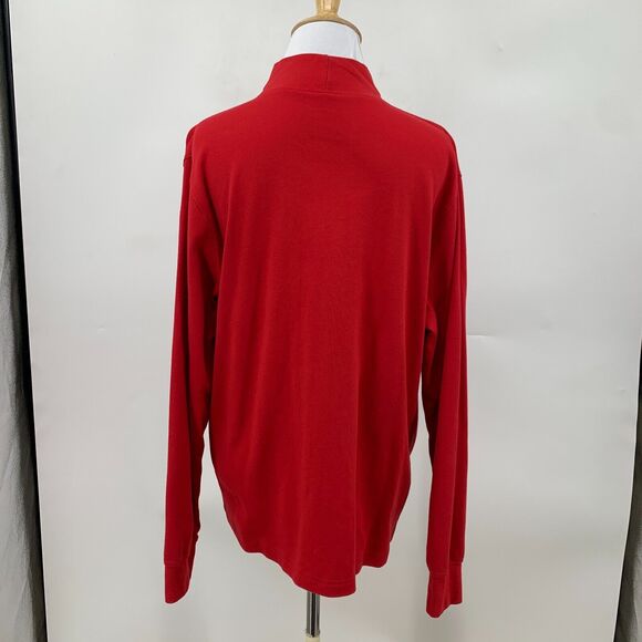 Lands End Mock Neck Shirt Womens L Large Red Solid Long Sleeve Pullover Cotton - Picture 3 of 12